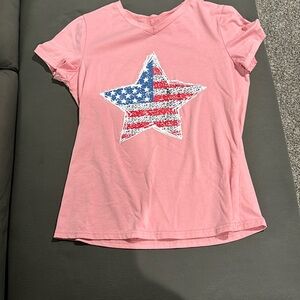 4th of July salmon t-shirt with an American flag star